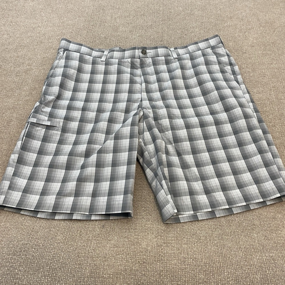 Grand Slam X Shorts Mens 40 Gray‎ Plaid Golf 10" Inch Inseam Moisture Wicking